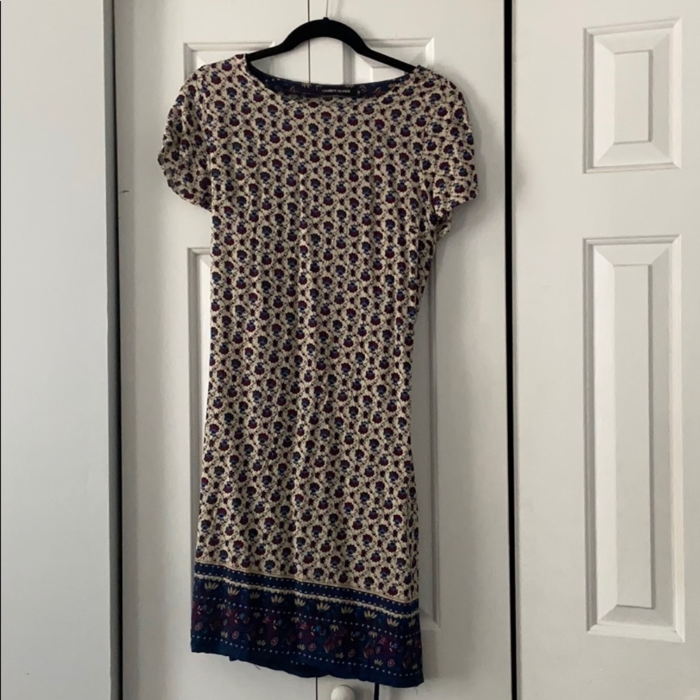 Red and Blue Patterned Dress with tie